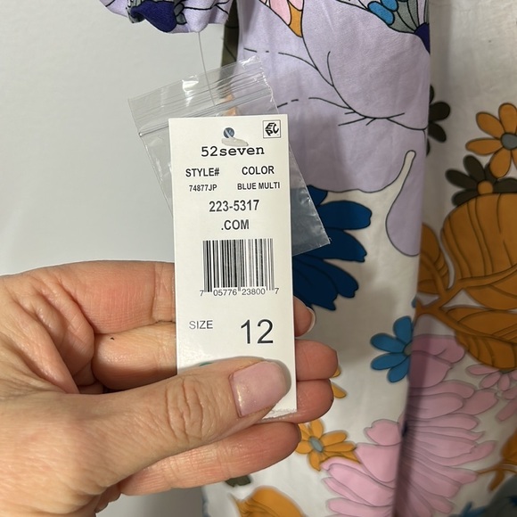 Floral Midi Dress in Blue and Orange - Picture 6 of 8